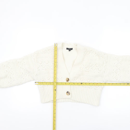 Mavi Women's Ivory Chunky-Knit V-Neck Button Cardigan XS