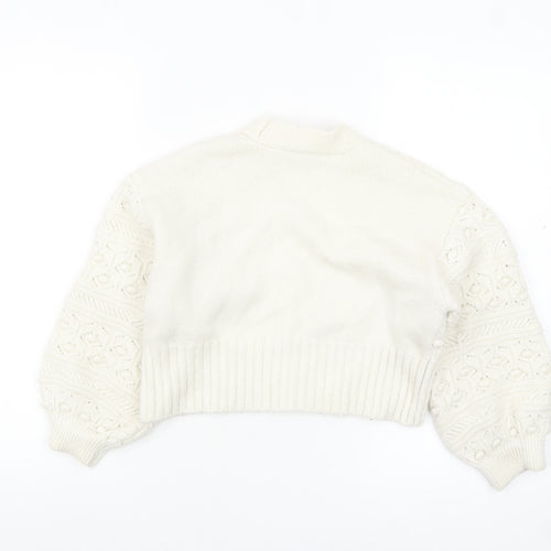 Mavi Women's Ivory Chunky-Knit V-Neck Button Cardigan XS