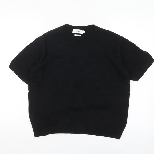 NOTSHY Women Black Cotton Cashmere Short Sleeve Pullover Jumper M