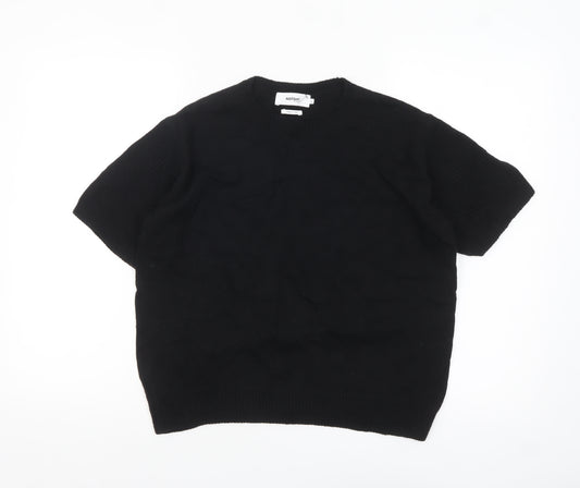 NOTSHY Women Black Cotton Cashmere Short Sleeve Pullover Jumper M