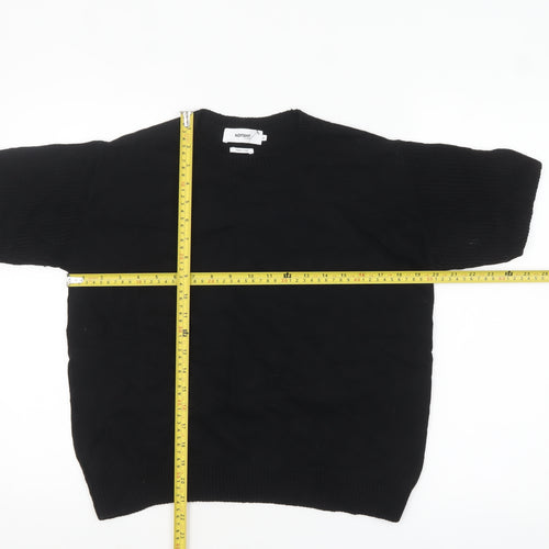 NOTSHY Women Black Cotton Cashmere Short Sleeve Pullover Jumper M