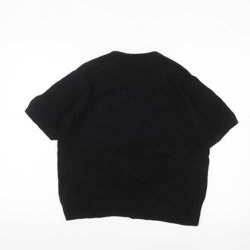 NOTSHY Women Black Cotton Cashmere Short Sleeve Pullover Jumper M