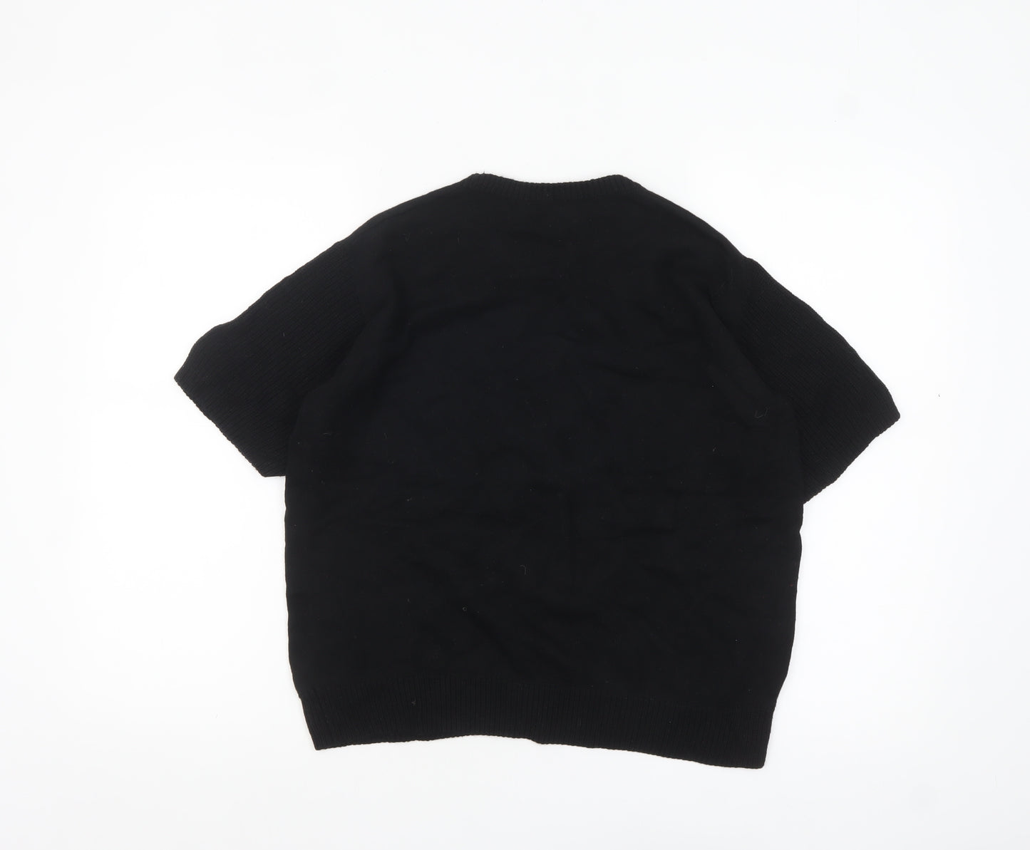 NOTSHY Women Black Cotton Cashmere Short Sleeve Pullover Jumper M