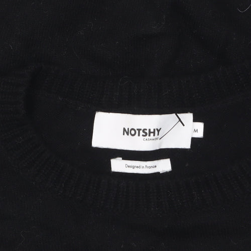 NOTSHY Women Black Cotton Cashmere Short Sleeve Pullover Jumper M