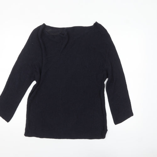 MaxMara Women's Black Knit Boat Neck 3/4 Sleeve Jumper S