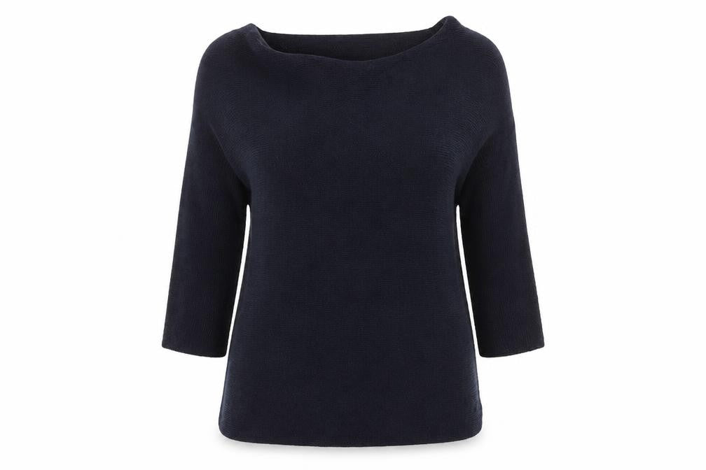 MaxMara Women's Black Knit Boat Neck 3/4 Sleeve Jumper S