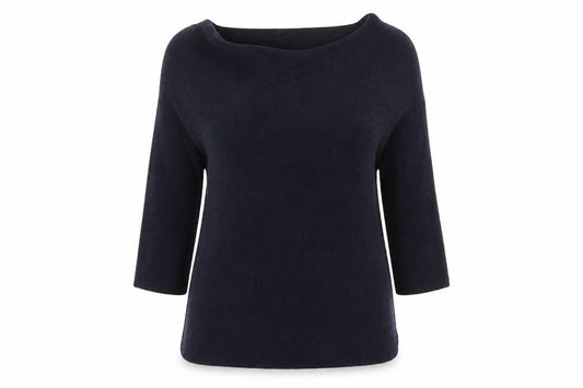 Front view of MaxMara Women's Black Knit Boat Neck 3/4 Sleeve Jumper S
