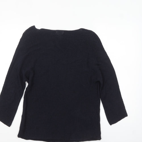 MaxMara Women's Black Knit Boat Neck 3/4 Sleeve Jumper S