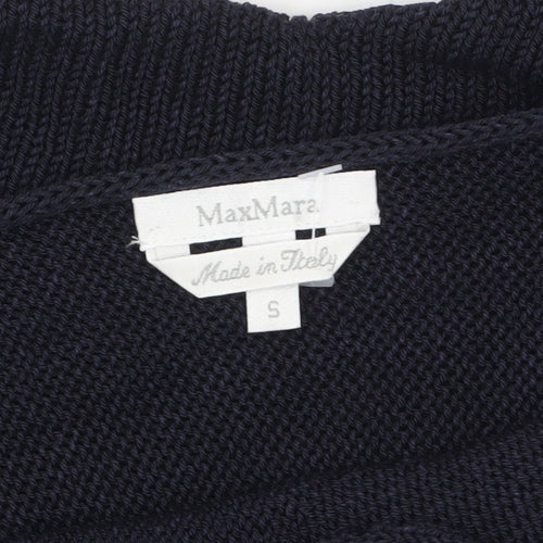 MaxMara Women's Black Knit Boat Neck 3/4 Sleeve Jumper S