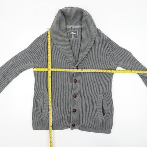 H&M L.O.G.G Men’s Grey Cotton Chunky Knit Cardigan M