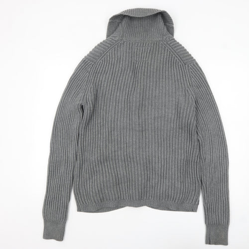 H&M L.O.G.G Men’s Grey Cotton Chunky Knit Cardigan M