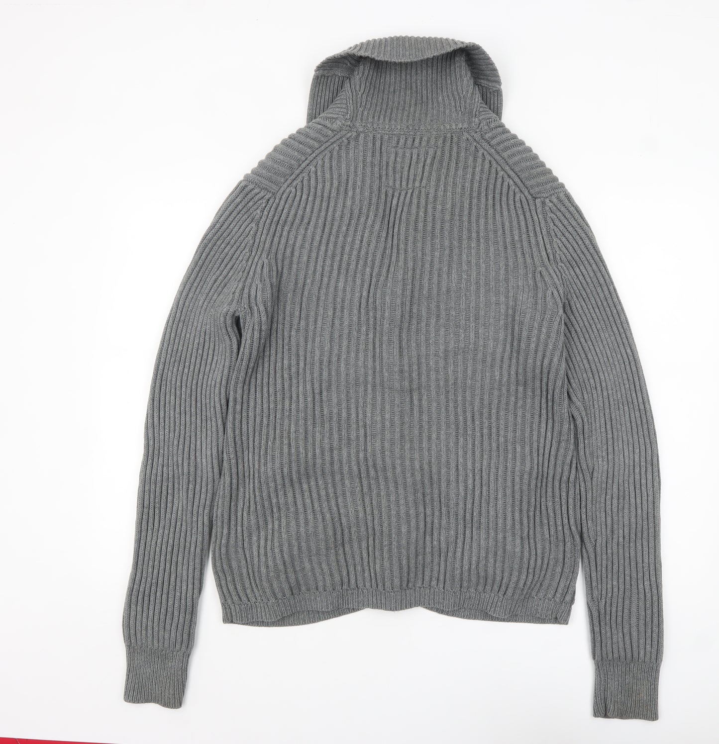 H&M L.O.G.G Men’s Grey Cotton Chunky Knit Cardigan M