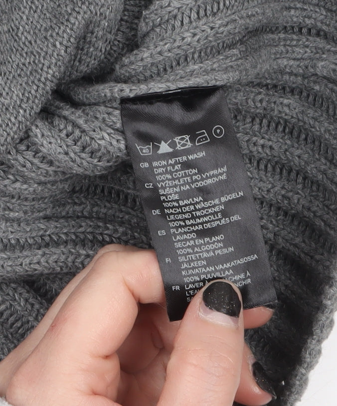 H&M L.O.G.G Men’s Grey Cotton Chunky Knit Cardigan M