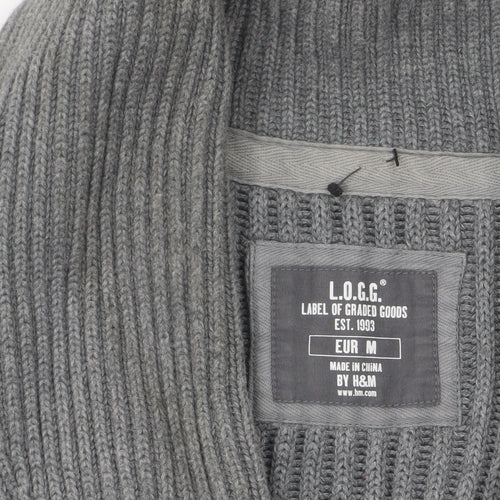 H&M L.O.G.G Men’s Grey Cotton Chunky Knit Cardigan M