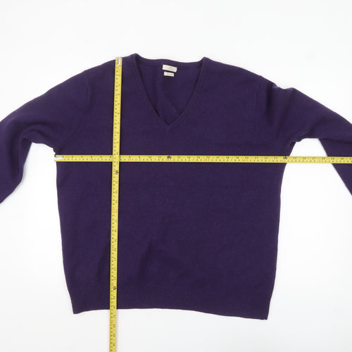 Munrospun Men's Purple Wool V-Neck Jumper XL Classic Knit