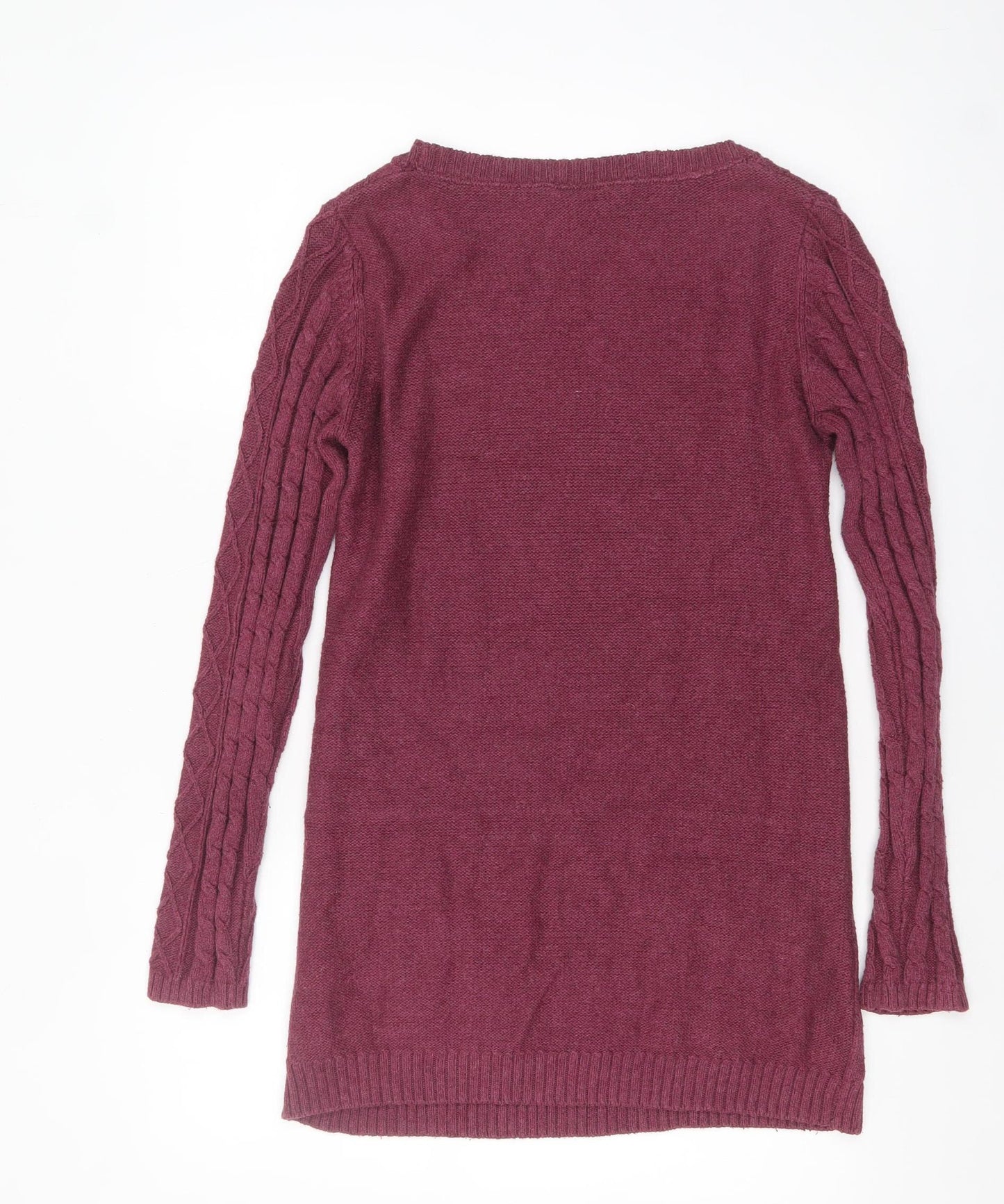 Fat Face Women Red Cable Knit Long Sleeve Tunic Jumper Size 14
