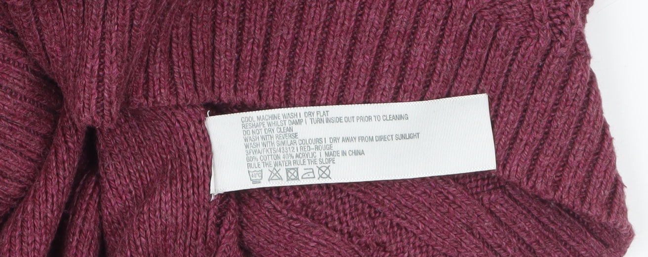 Fat Face Women Red Cable Knit Long Sleeve Tunic Jumper Size 14