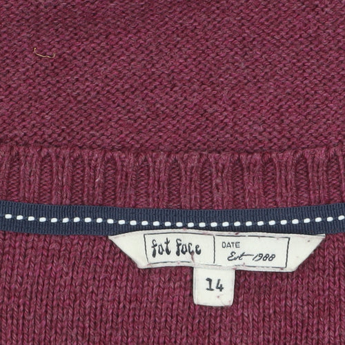 Fat Face Women Red Cable Knit Long Sleeve Tunic Jumper Size 14