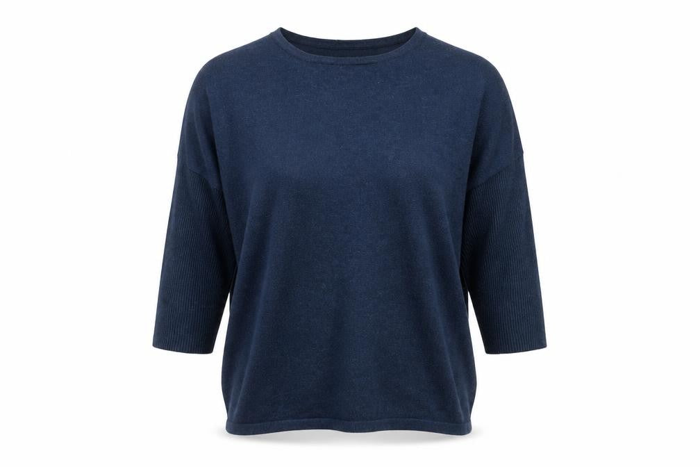 Front view of Saint Tropez Women Blue Relaxed jumper, size S