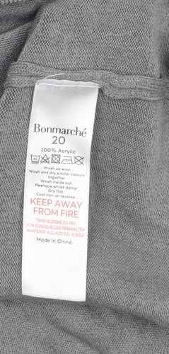 Bonmarché Women Grey Beaded Long Sleeve Pullover Jumper Size 20