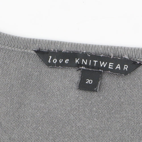 Bonmarché Women Grey Beaded Long Sleeve Pullover Jumper Size 20