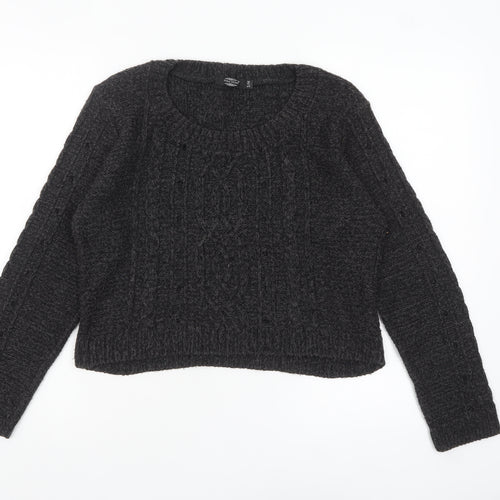 Pura Moda Womens Black Cable-Knit Pullover Jumper Size S