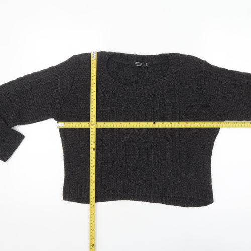 Pura Moda Womens Black Cable-Knit Pullover Jumper Size S
