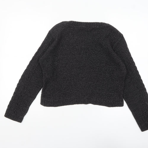 Pura Moda Womens Black Cable-Knit Pullover Jumper Size S