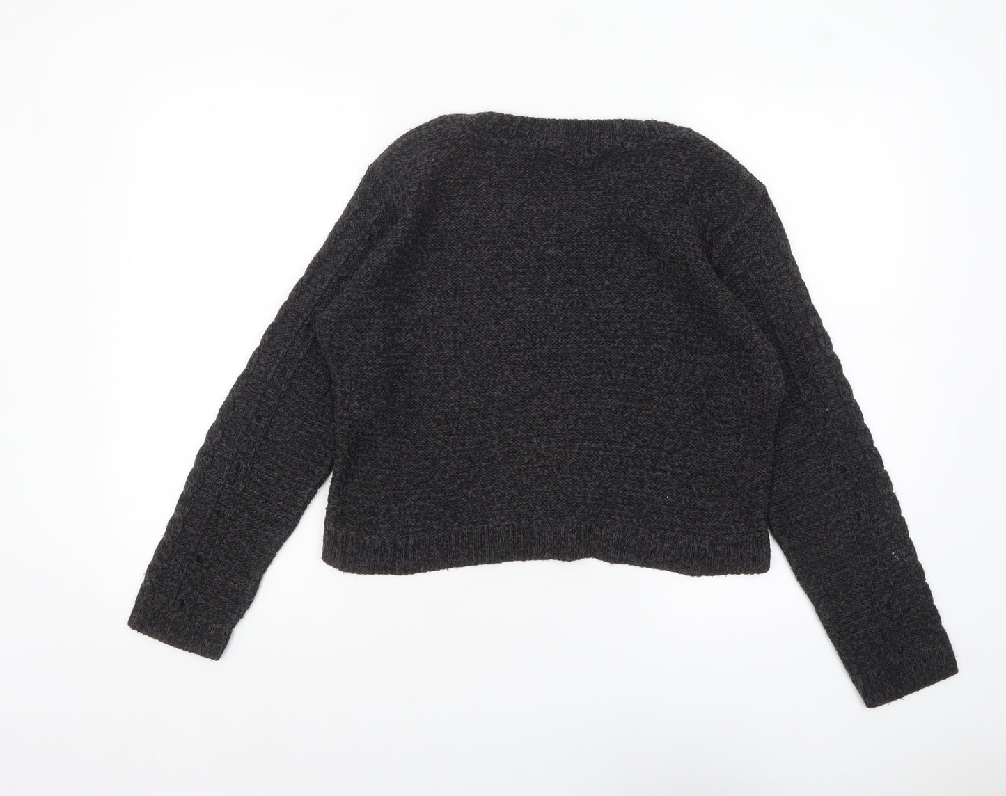 Pura Moda Womens Black Cable-Knit Pullover Jumper Size S