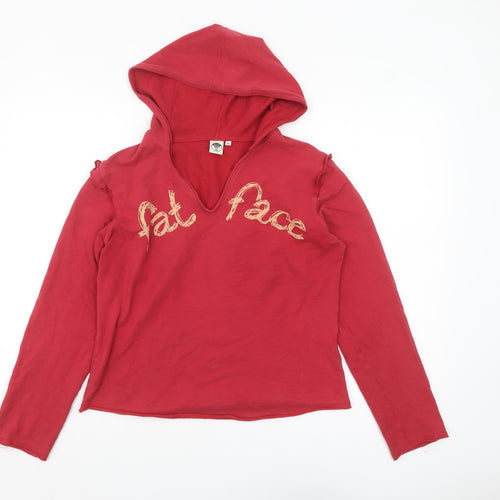 Fat Face Women's Red Cotton Blend Pullover Hoodie Size 12