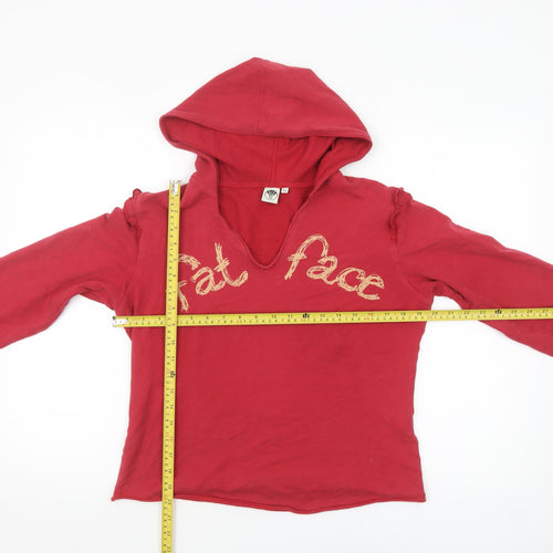 Fat Face Women's Red Cotton Blend Pullover Hoodie Size 12
