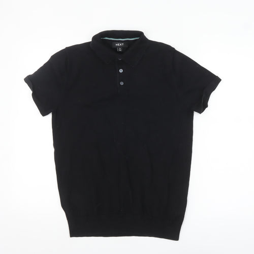 Next Men's Black Short Sleeve Polo Shirt Size S Cotton Blend