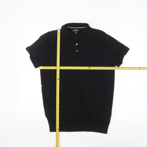 Next Men's Black Short Sleeve Polo Shirt Size S Cotton Blend