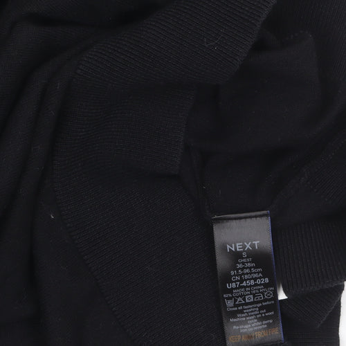 Next Men's Black Short Sleeve Polo Shirt Size S Cotton Blend