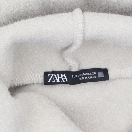 ZARA Women Beige Wool Blend Roll Neck Shift Dress Size 10