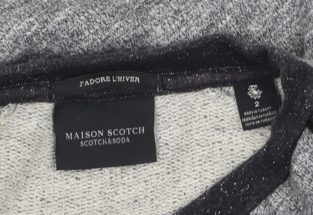 Maison Scotch Womens Grey Long Sleeve Knit T-Shirt Size 10