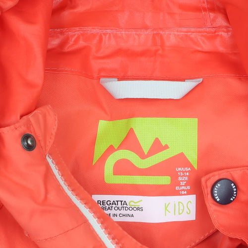 Regatta Boys Orange Waterproof Hooded Rain Coat Jacket 13-14 Years