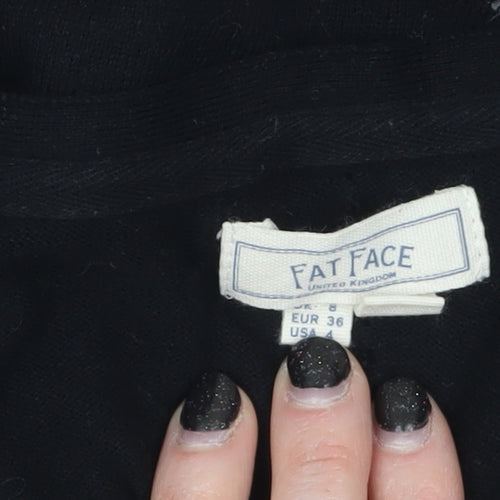 Fat Face Women's Black Cotton Long Sleeve Open Cardigan Size 8