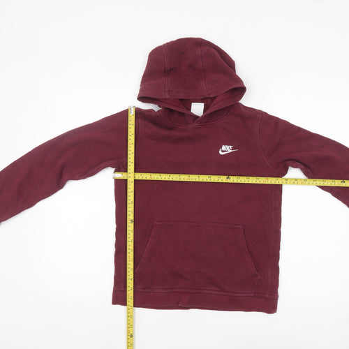 Nike Boys Maroon Pullover Hoodie Large 147-158cm Cotton Casual Sweatshirt