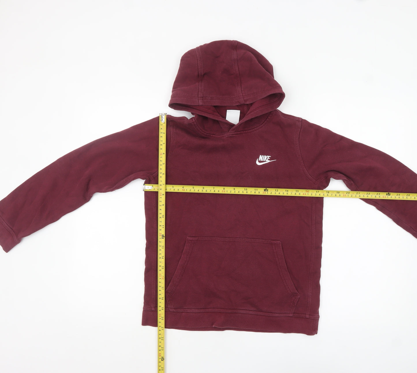 Nike Boys Maroon Pullover Hoodie Large 147-158cm Cotton Casual Sweatshirt