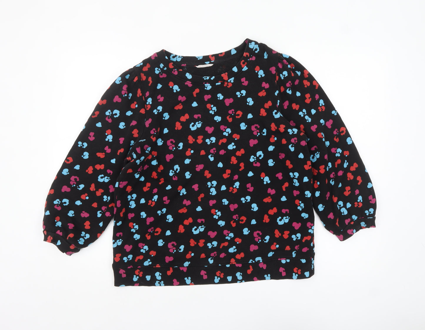 Hush Womens Black Multicoloured Heart Print Pullover Sweatshirt M