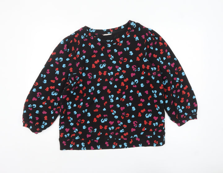 Hush Womens Black Multicoloured Heart Print Pullover Sweatshirt M