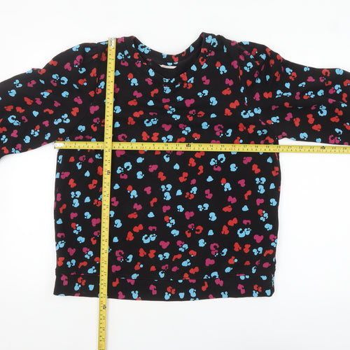 Hush Womens Black Multicoloured Heart Print Pullover Sweatshirt M