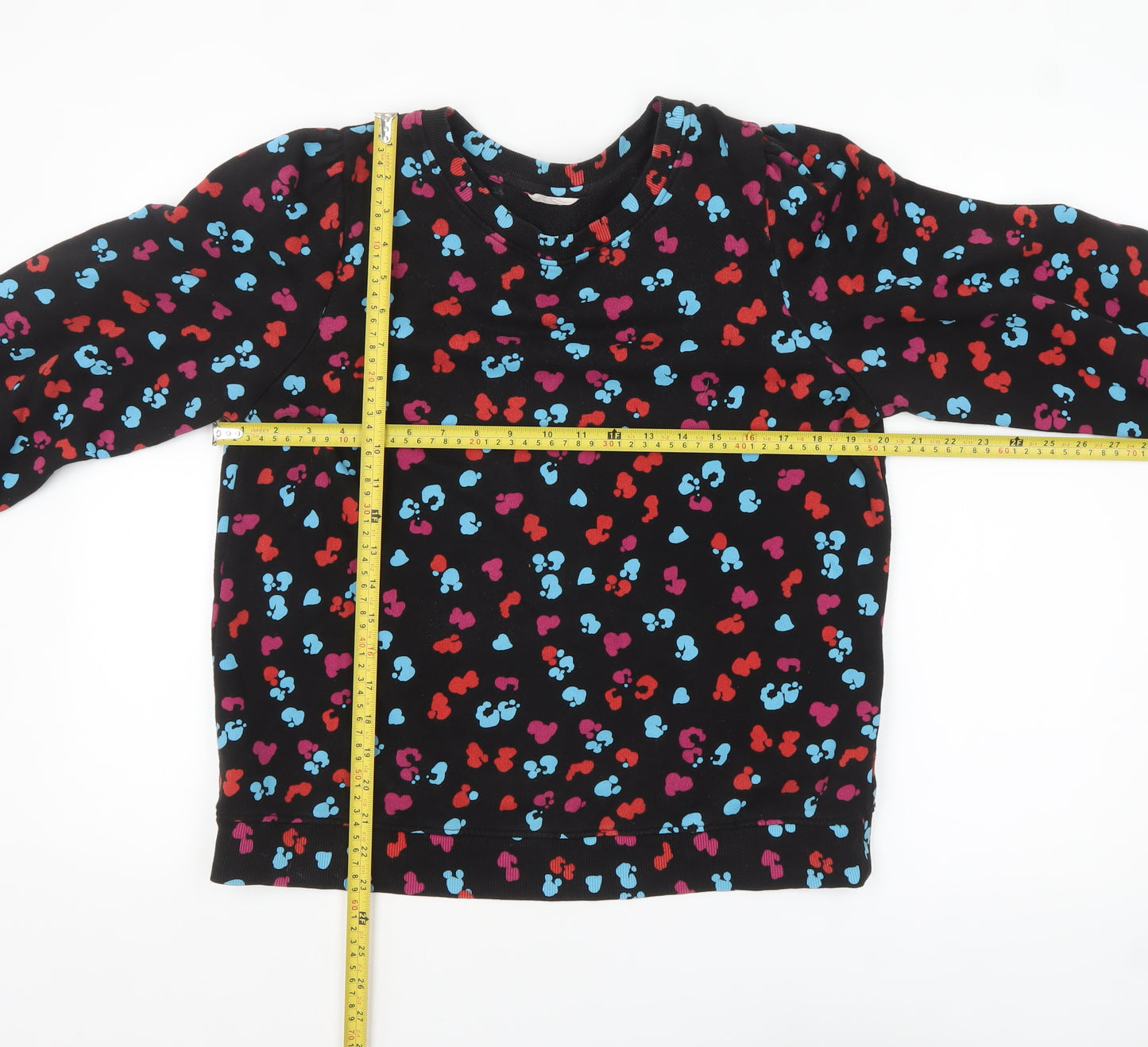 Hush Womens Black Multicoloured Heart Print Pullover Sweatshirt M