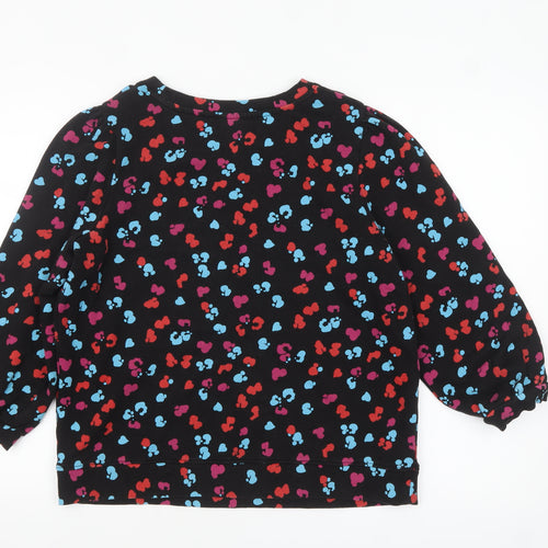 Hush Womens Black Multicoloured Heart Print Pullover Sweatshirt M