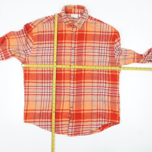 ASOS DESIGN Women's Orange Plaid Flannel Jacket L Regular Fit