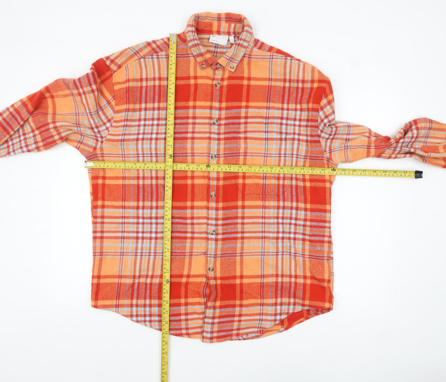 ASOS DESIGN Women's Orange Plaid Flannel Jacket L Regular Fit