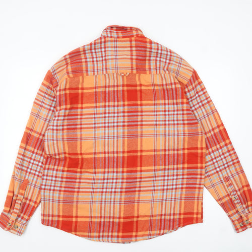 ASOS DESIGN Women's Orange Plaid Flannel Jacket L Regular Fit