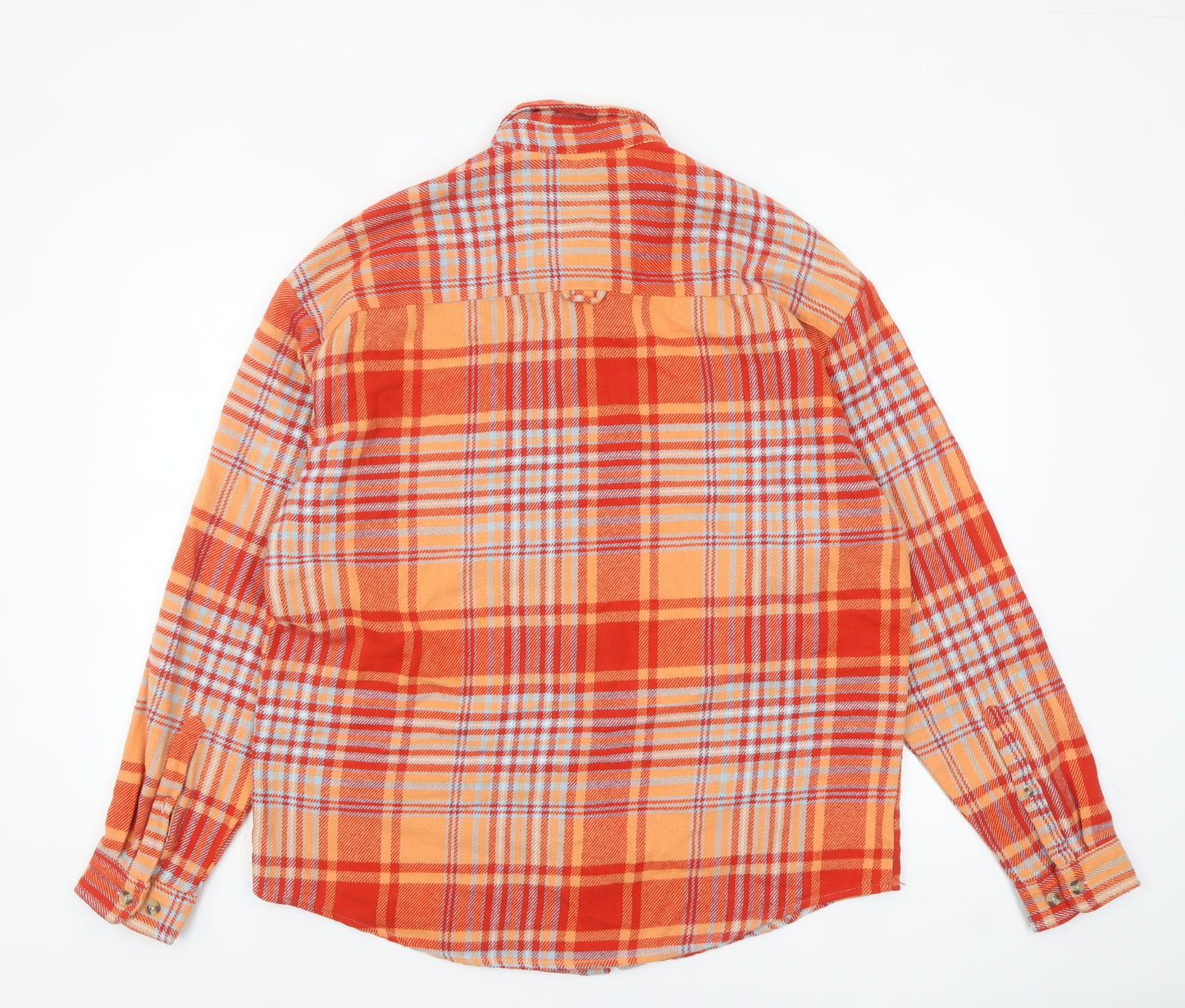 ASOS DESIGN Women's Orange Plaid Flannel Jacket L Regular Fit