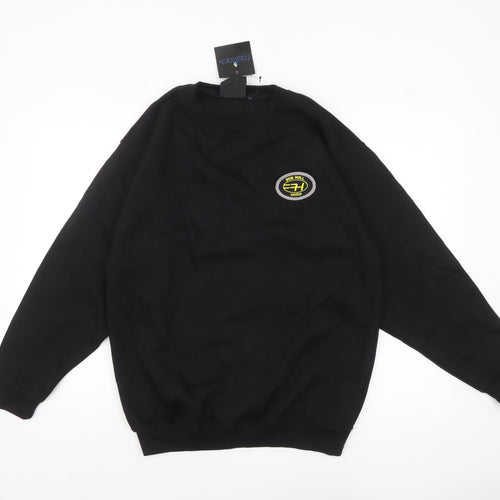 Fastrack Men's Black Crew Neck Embroidered Logo Sweatshirt M